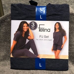 Felina Dark Blue PJ Set - Tee, Shorts, Joggers NWT